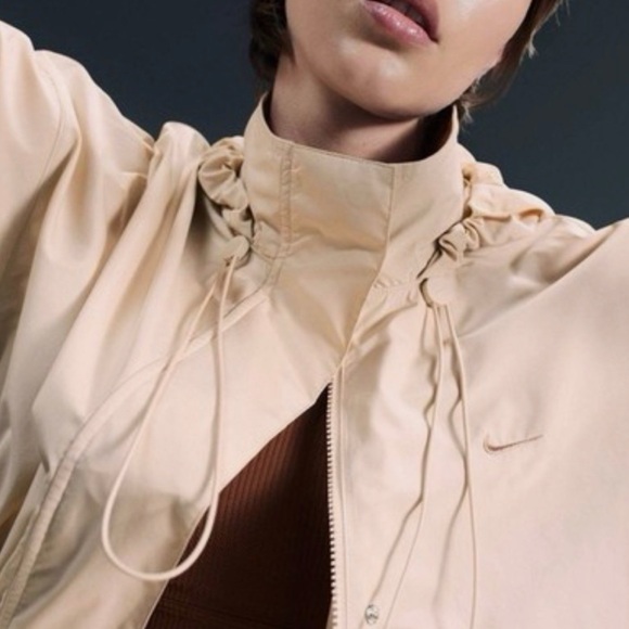 NEW Nike Beige Long Trench Coat with Orange Swoosh - Picture 9 of 16